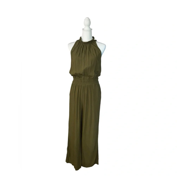 Chelsea28  Sleveless Olive Green Wide Leg Crop Jumpsuit - Picture 2 of 8